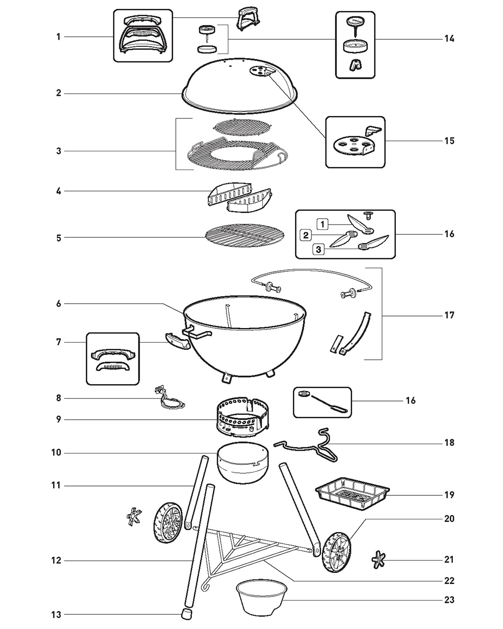 Weber 67580 Rear leg (set of 2), 22" Kettle, long