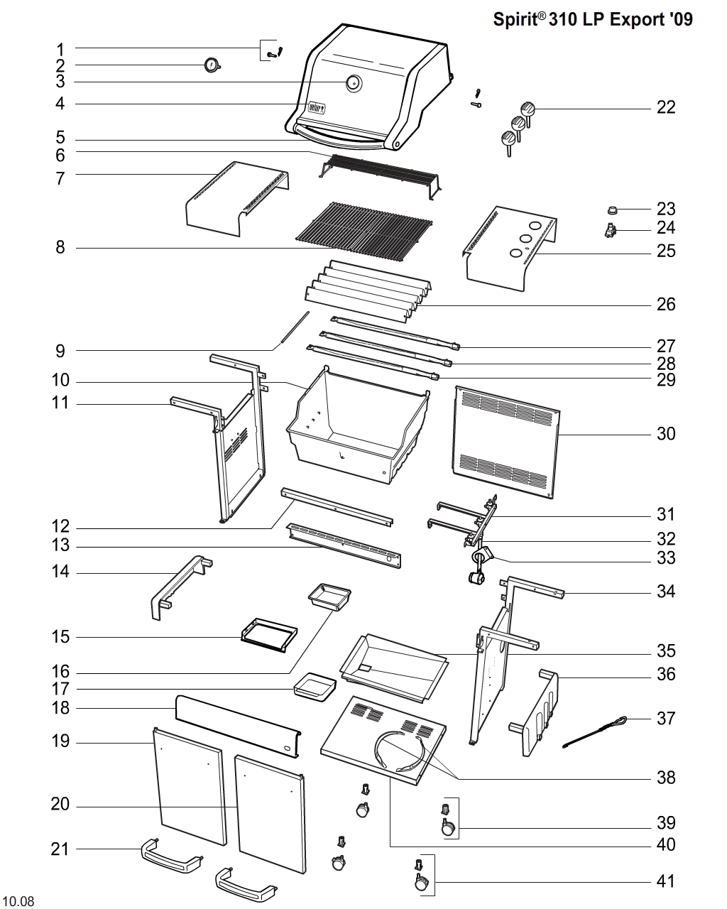 Weber 91399 LP manifold assembly, Spirit 310 '09, 29/37mb