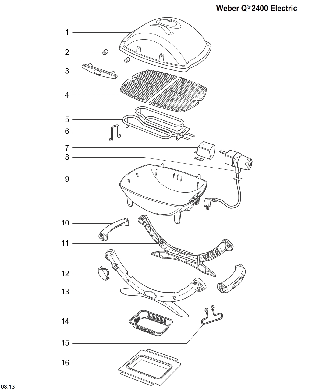 Weber 66645 Lid assembly, dark gray, Q 240/2400, export