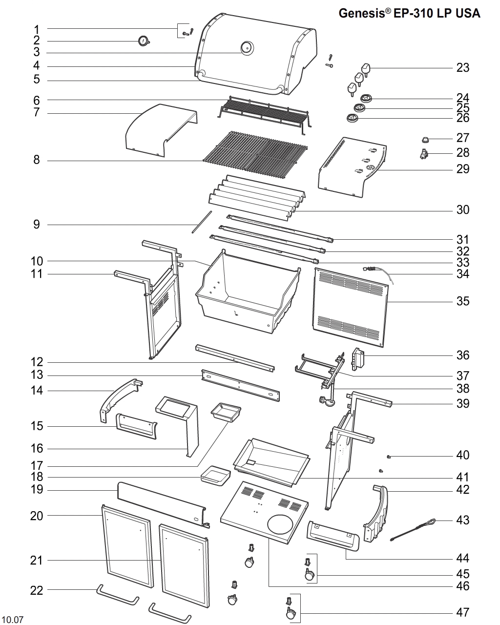 Weber 67733 RHS trim with hardware