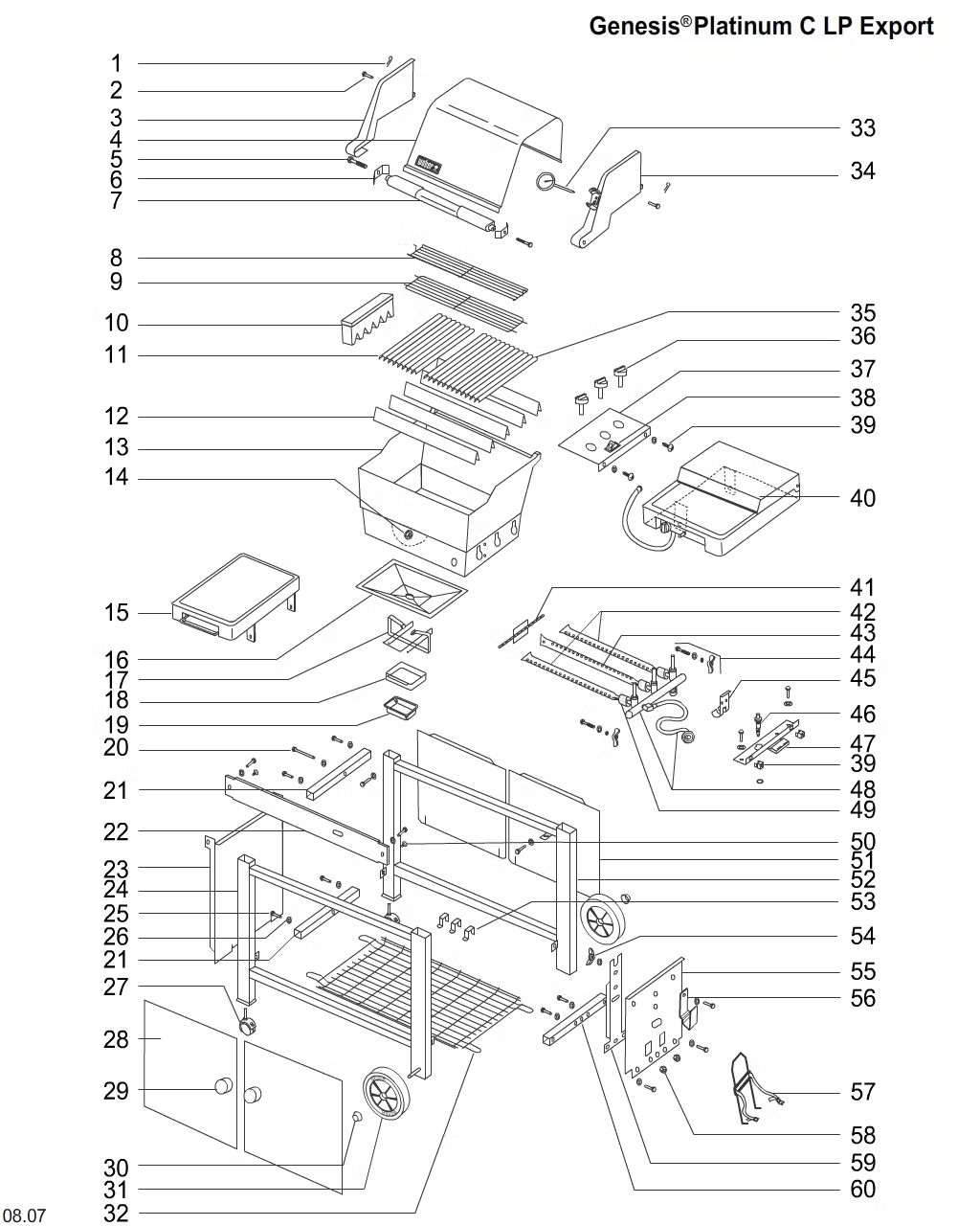 Weber 97409 Door lock rod Genesis Platinum C